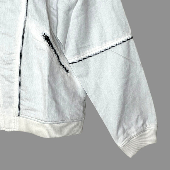 Sandrine Rose Zip Oversized Linen Blend Bomber Jacket White Women Medium NWT - Picture 8 of 12